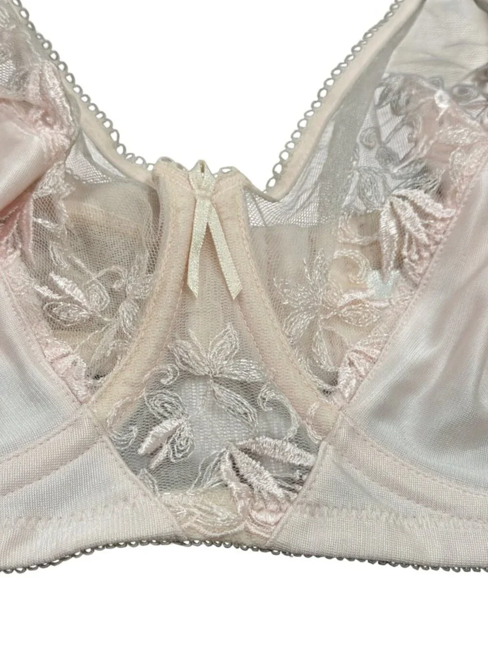 Wacoal 85173 Vintage Lace Full Coverage Bra 38D Light Pink Soft Satin